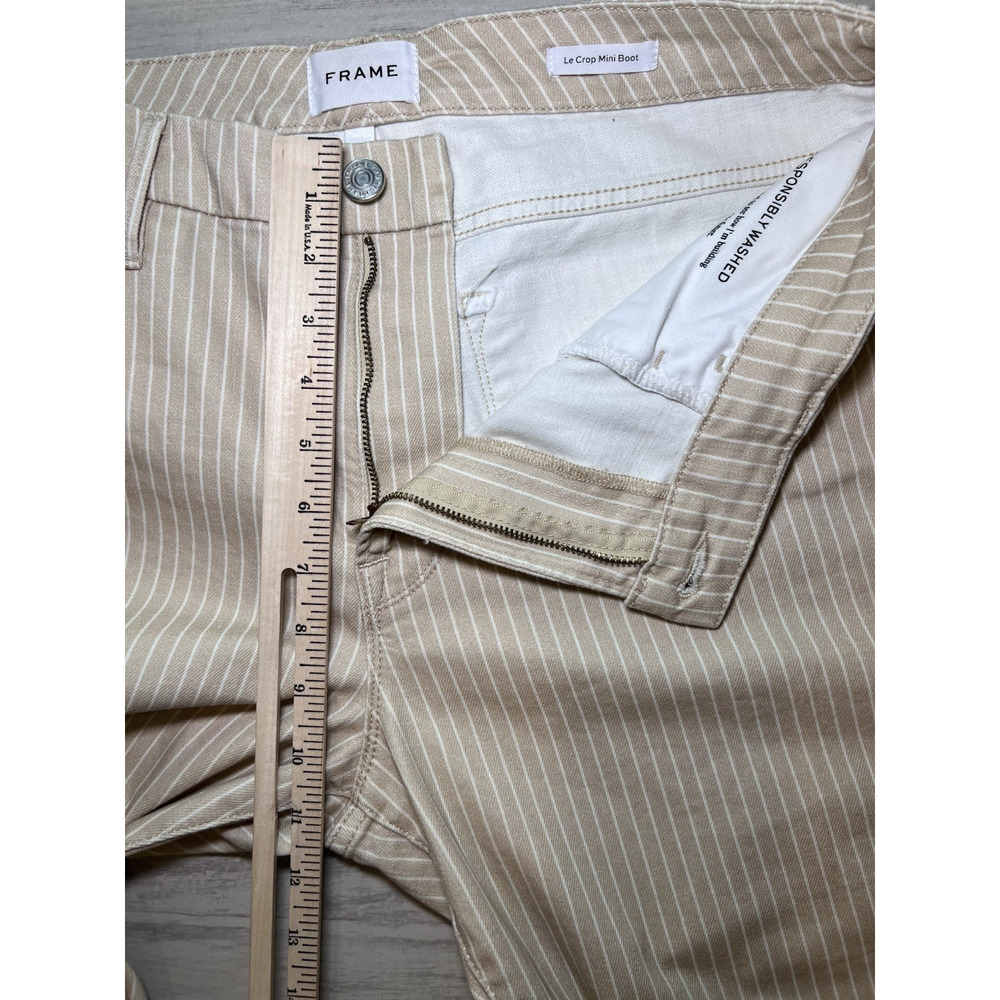FRAME (30) Le Crop Mini Boot Jeans-Sand-Multi Pinstripe STRETCH-Coastal-Preppy - Picture 6 of 12